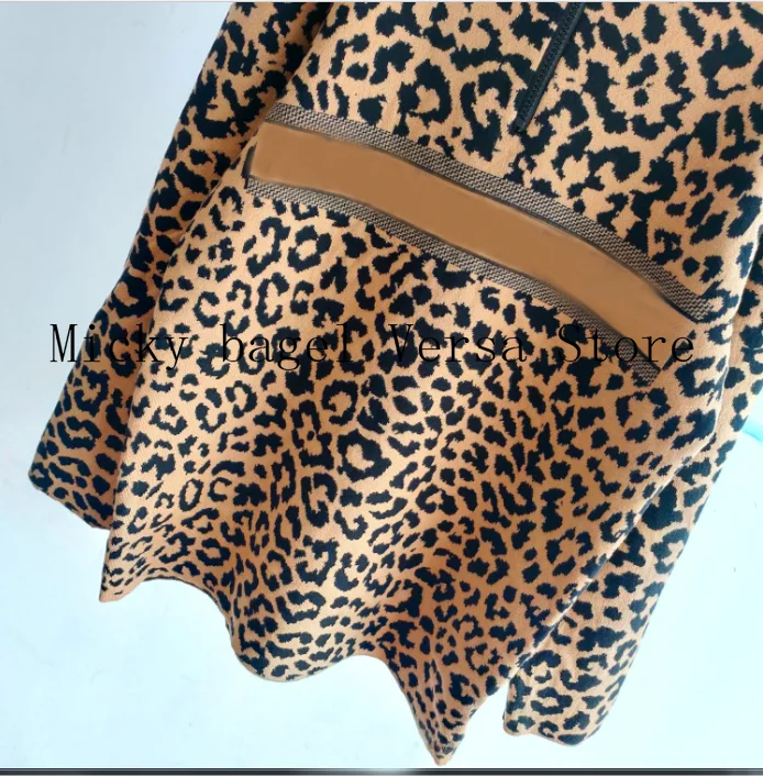 

2021 luxury brand letter leopard print fashion women's top versatile hooded loose wool blended knitting long sleeve Pullover
