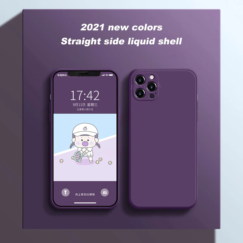 Sumgo 2021 Square Liquid Silicone Case For iPhone 13 12 11 Pro Max Mini XS X XR 7 8 Plus SE 2020 Full Lens Protection Cover