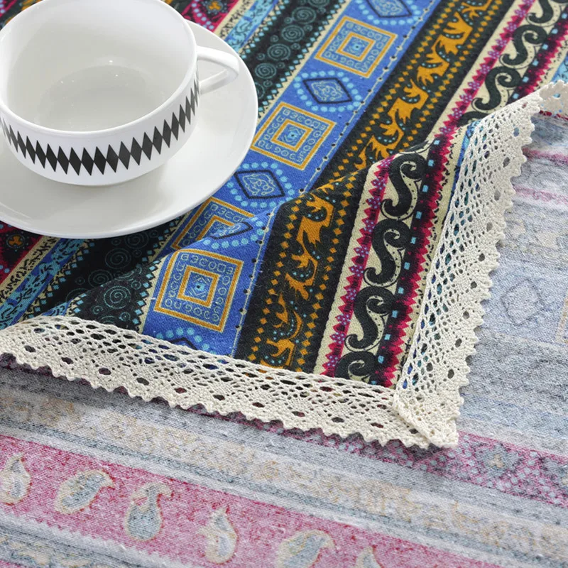 Скатерть в полоску из хлопка и льна ретро скатерть этническом стиле|Скатерти| |