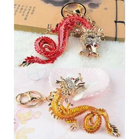 for car keyrings bag charms dalaful rhinestone dragon key rings chains holder simulated pearl crystal animal keychains