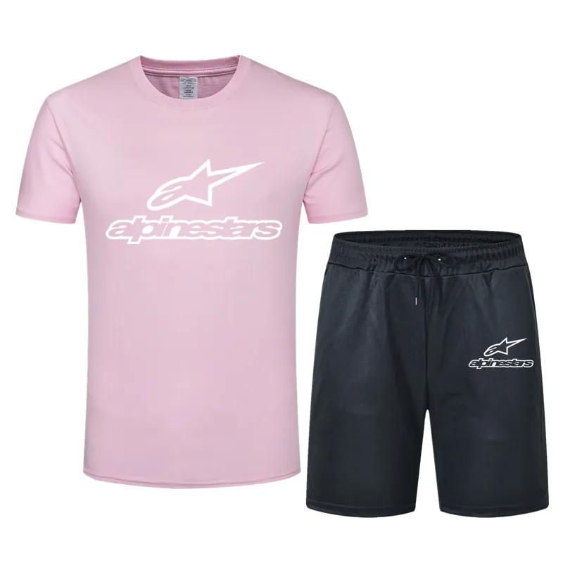 

High quality men's round neck printed T-shirt 2021 summer comfortable breathable short sleeve set for men and women outdoor spor