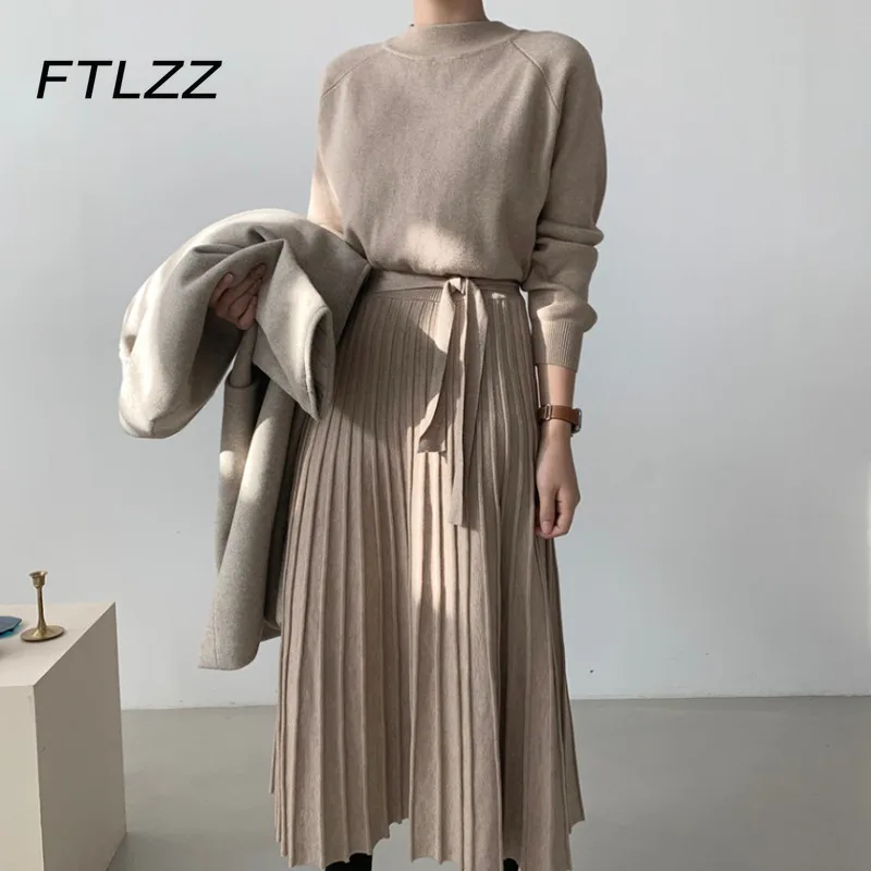 

Женское винтажное трикотажное платье-свитер, элегантное Плиссированное офисное платье с круглым вырезом, длинное Бандажное платье для осе...