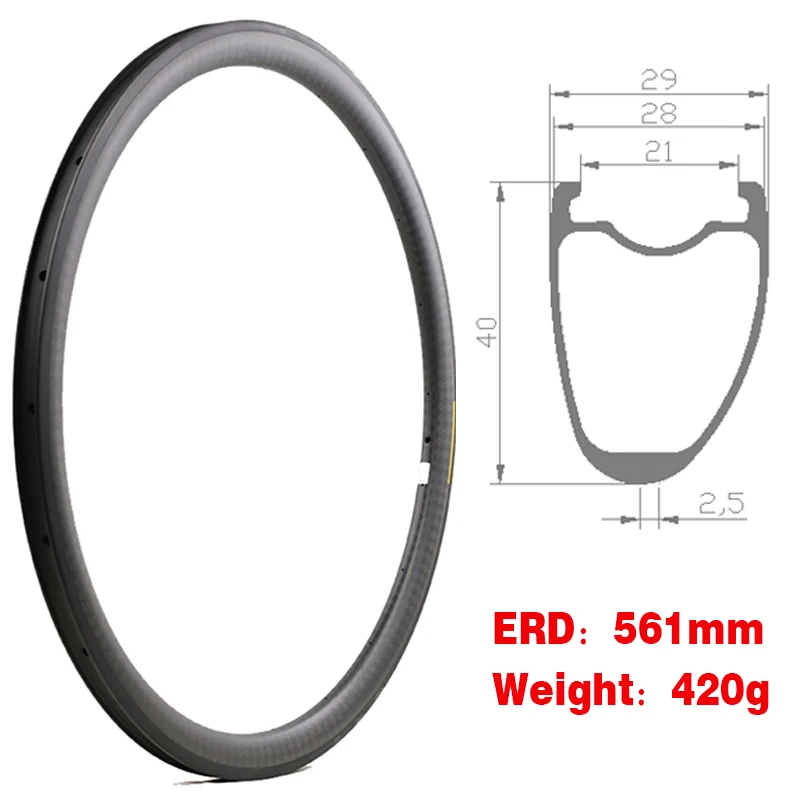 Online 420g Cerchio Asimmetrico Copertoncino 700C Cerchio Da Corsa In Fibra Di Carbonio Profondità 40mm 3K / UD/12K/anello Da Ciclismo Per Bici Da Strada In Marmo