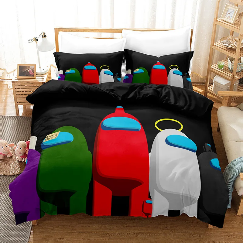 

3D Digital among us Print Bedding Sets 3D Cartoon Duvet Cover Sets Game Quilt Comforter Covers Twin Size kawaii bedding set
