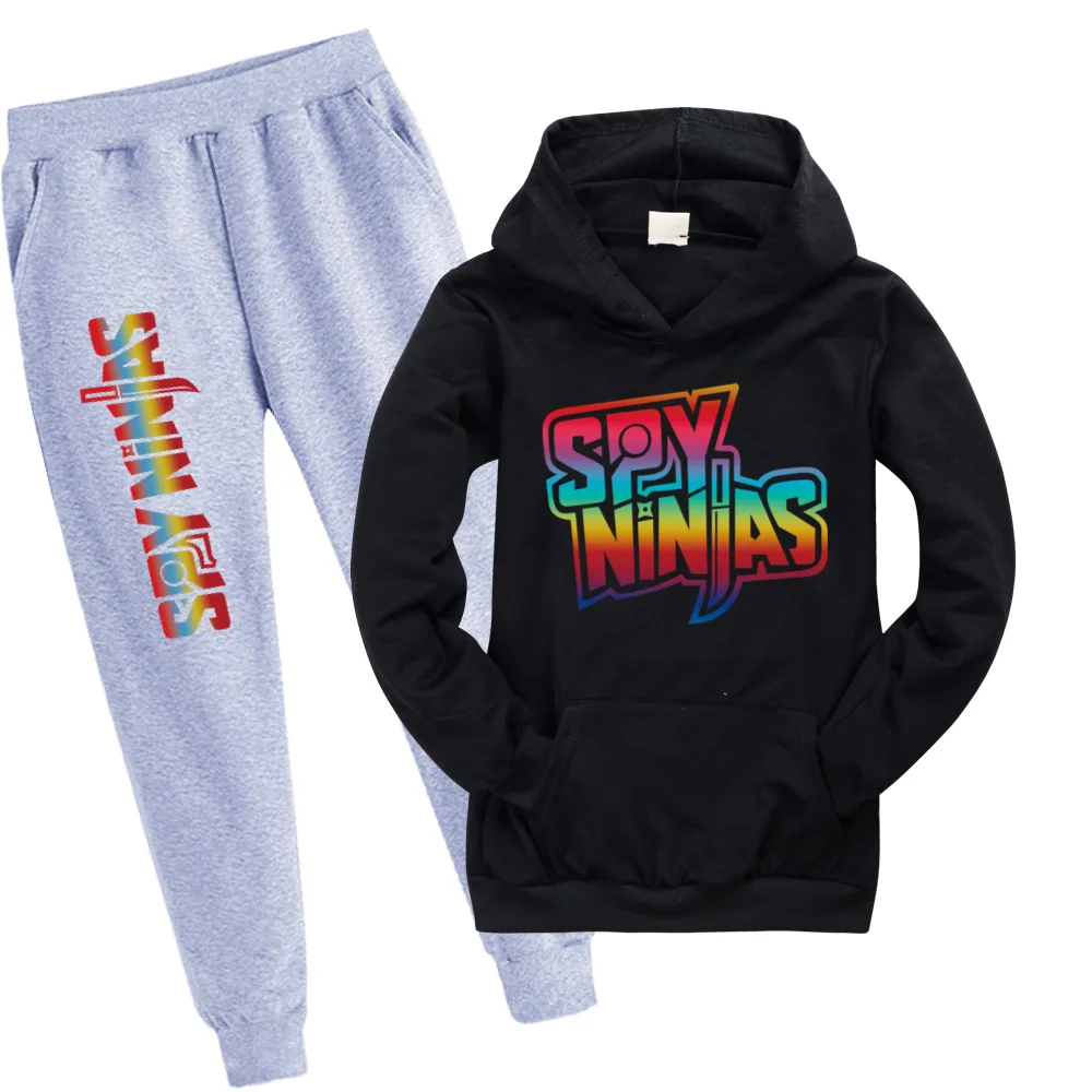 SPY NINJA Big Kids Shirt Casual Trousers Set Fashion Teenage Girls Clothing Cotton Boys Hoodie Tshirt Girls Cute Cosplay Clothes