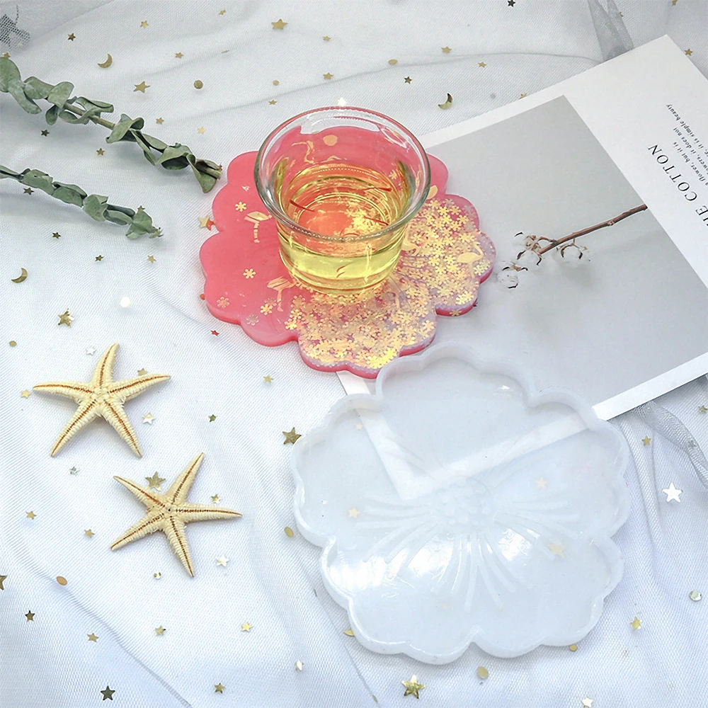

Flower Shaped Tea Coaster Cup Holder Mat Coffee Drinks Drink Silicon Coaster Cup Pad Placemat Kitchen Accessorie