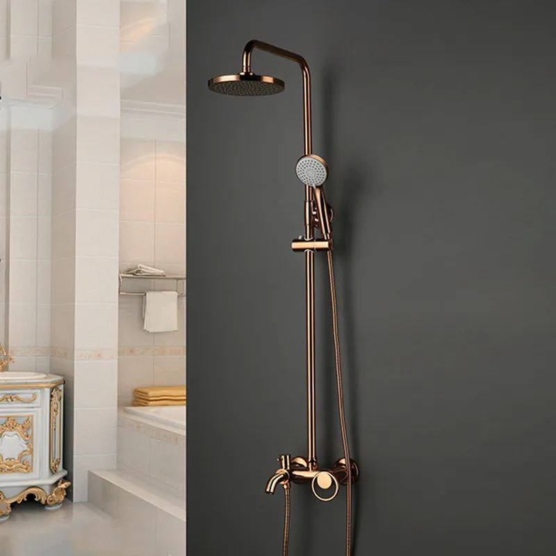 Набор для душа ванной комнаты матовый цвет розового золота латунный смеситель