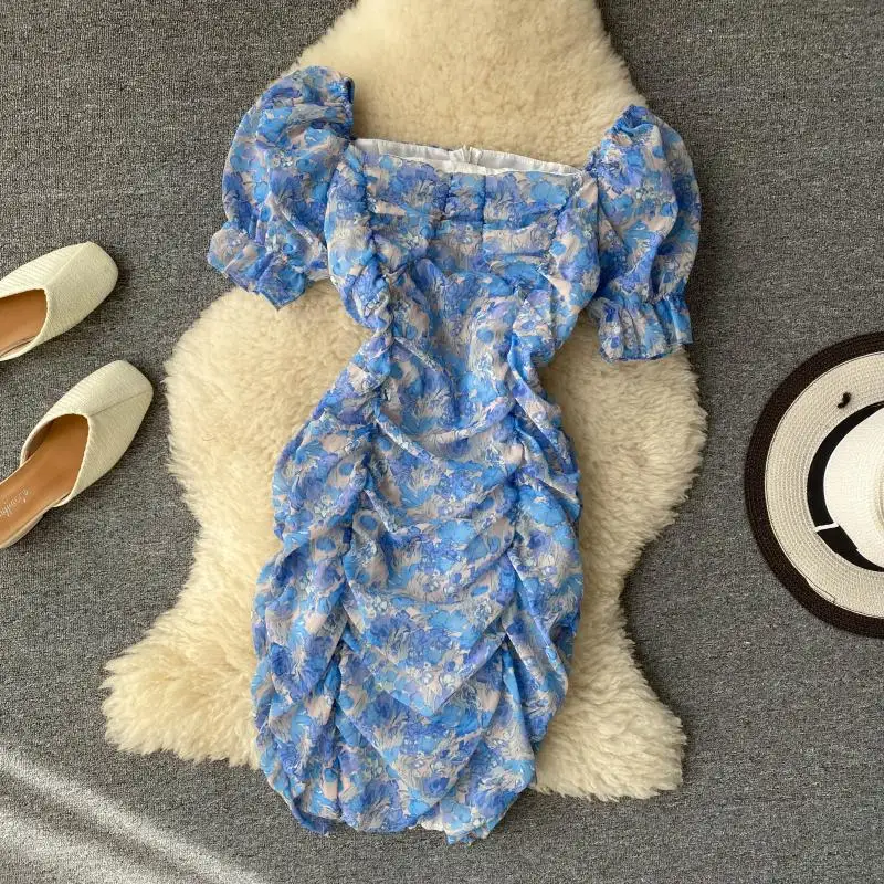 Женское платье с коротким рукавом элегантное плиссированное в стиле ретро