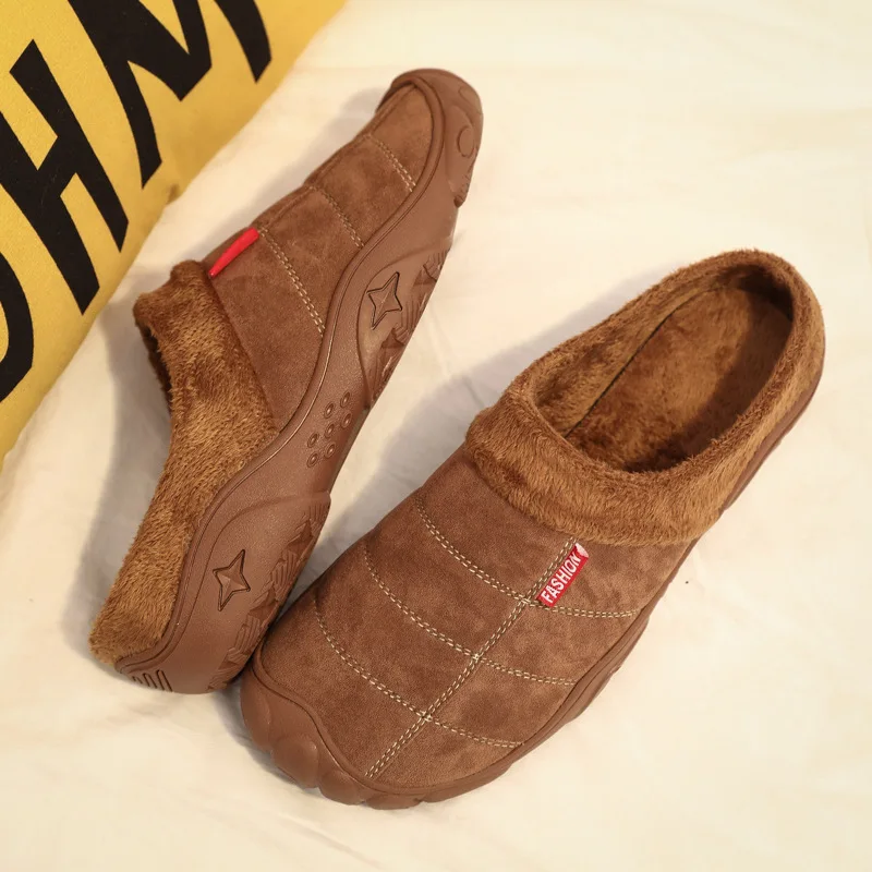 

Slippers House Men's Winter Shoes Soft Man Home Slippers Cotton Shoes Fleece Warm Anti-skid Man Slippers High Quality