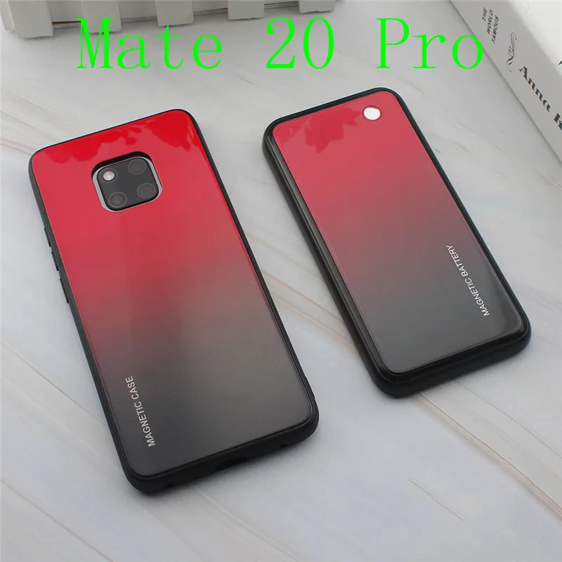 Магнитный беспроводной Чехол-батарея для huawei P30 Pro, тонкий ударопрочный внешний аккумулятор из закаленного стекла для huawei mate 20 Pro, задняя крышка - Цвет: Mate20 Pro-Red