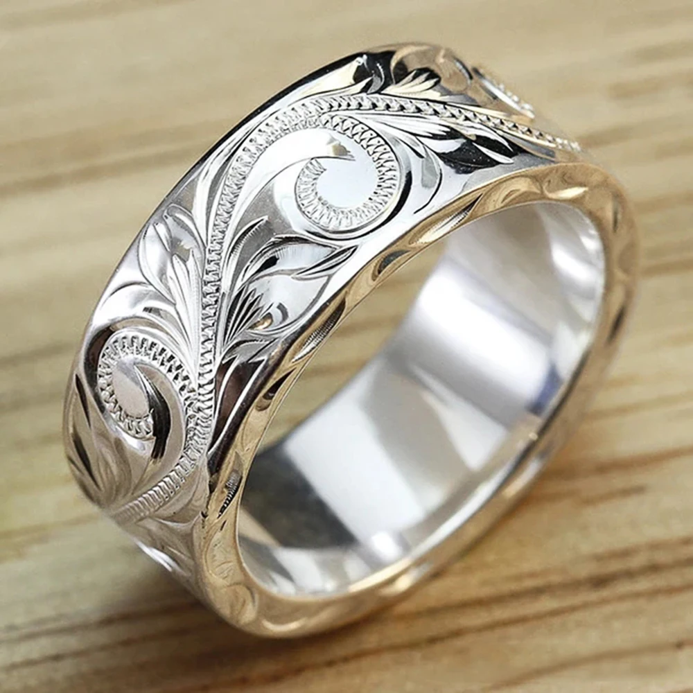 

Trendy Carved Rattan Flowers Pattern Rings for Women Simple Plating Bridal Wedding Women's Rings Fashion Jewelry 2021