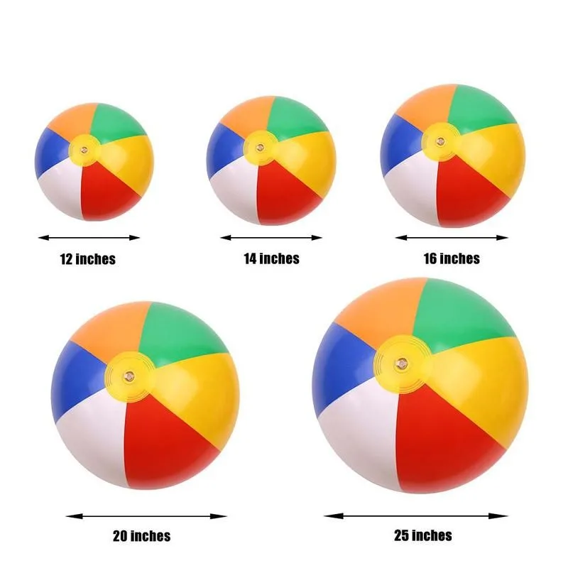 

Summer Outdoor Inflatable Beach Ball Toy Fun Outdoor Ball Inches Swimming 12/14/16/20/25 Beach Toy 6-color Inflatable Water F8Q7