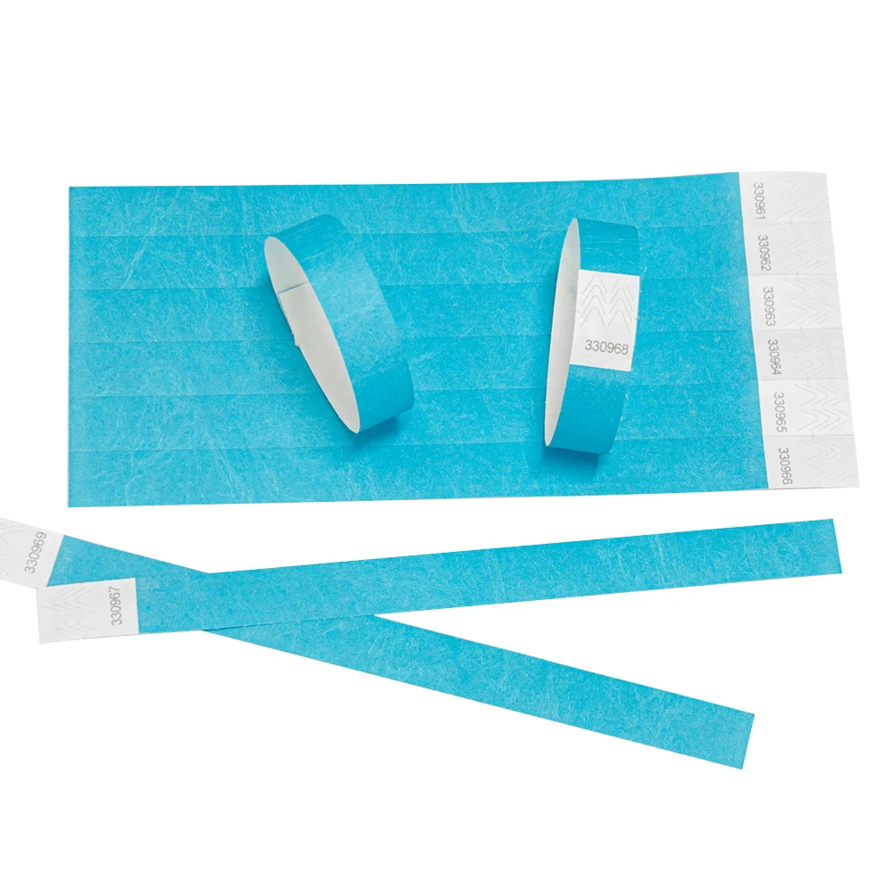 Неоновые голубые наручные браслеты Tyvek 3/4 дюйма с номерами красивые цветные для