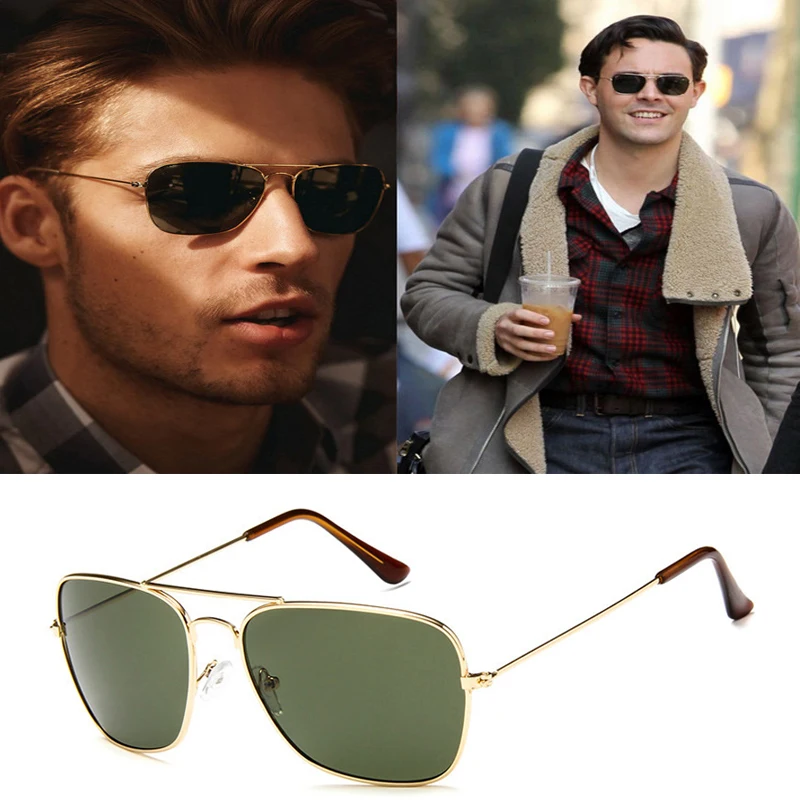 

AOZE Classic 3136 CARAVAN Style Square Aviation Sunglasses Men Vintage Retro Brand Design Sun Glasses Oculos De Sol unisex