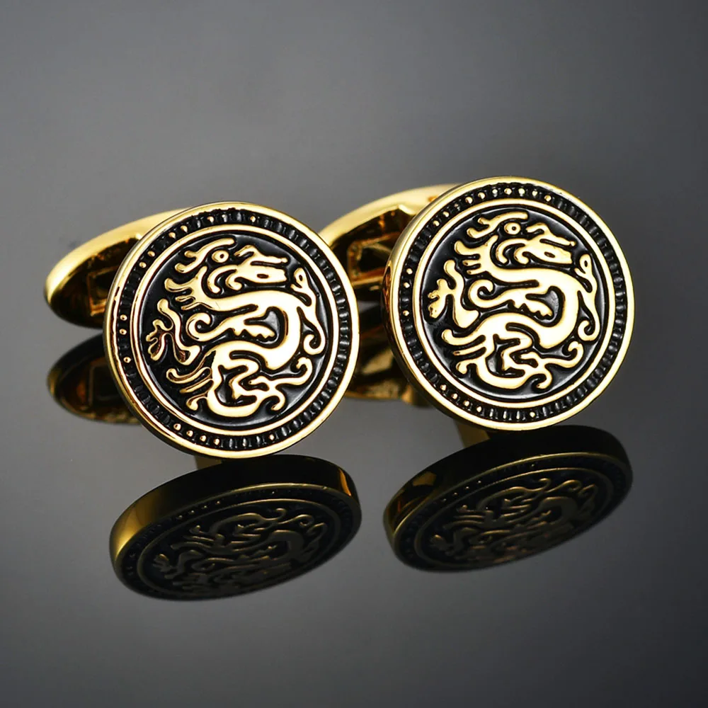 

Dragon Pattern Men's Vintage Cufflinks French Shirt Suit High Quality Cuff Link Buttons Male Business Wedding Jewelry