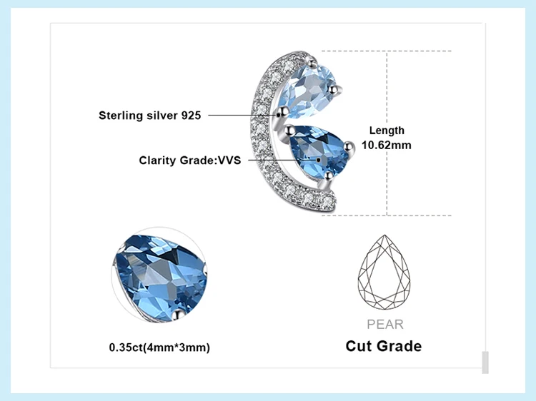 Jewelrypalace 0.8ct Природный Голубой топаз и Лондон Голубой топаз кластера Серьги-гвоздики натуральная 925 серебро Для женщин ювелирные изделия