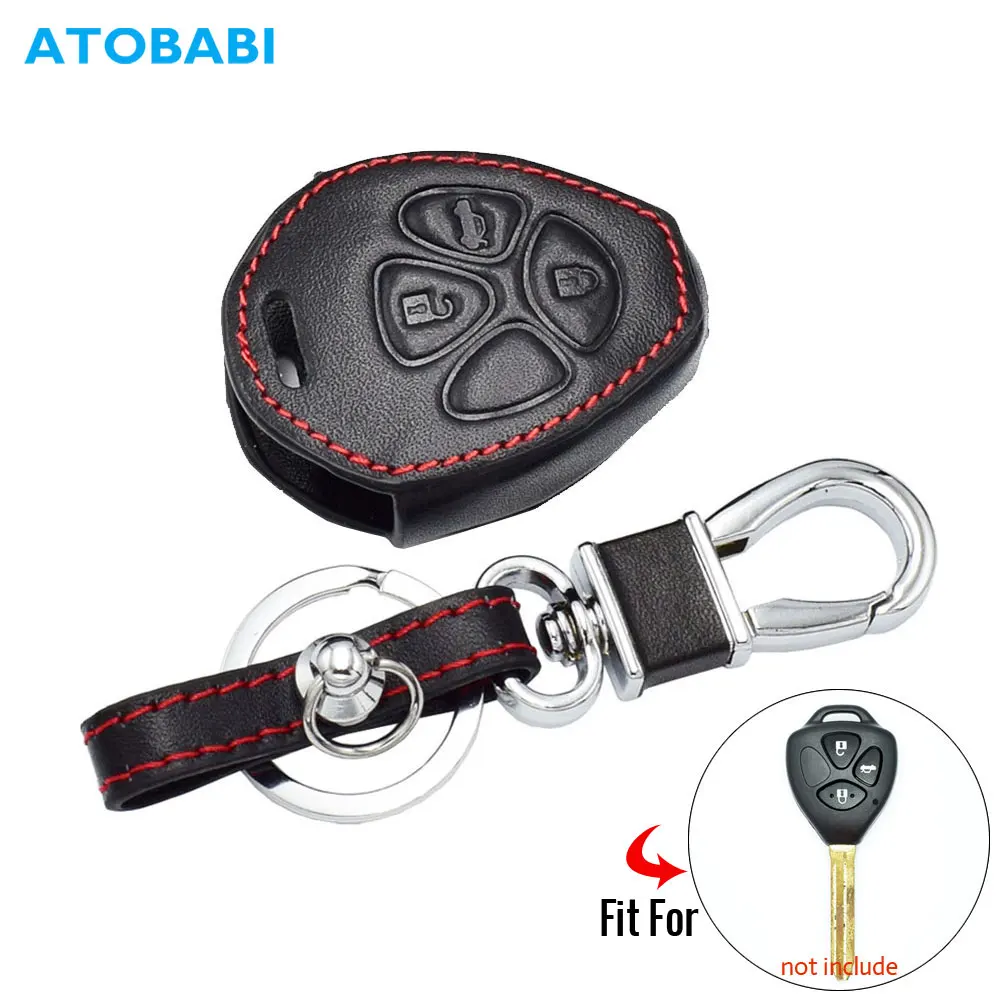 Чехол для ключей из натуральной кожи, пригодный для Toyota Prado Mark Corolla Camry, 3 кнопки, без ключа, пульт дистанционного брелока, чехол-держатель для ключей, сумка