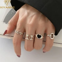 xiyanike silver color korea heart shaped love peach dollar smiley ring female hot index finger tail ring fashion trend
