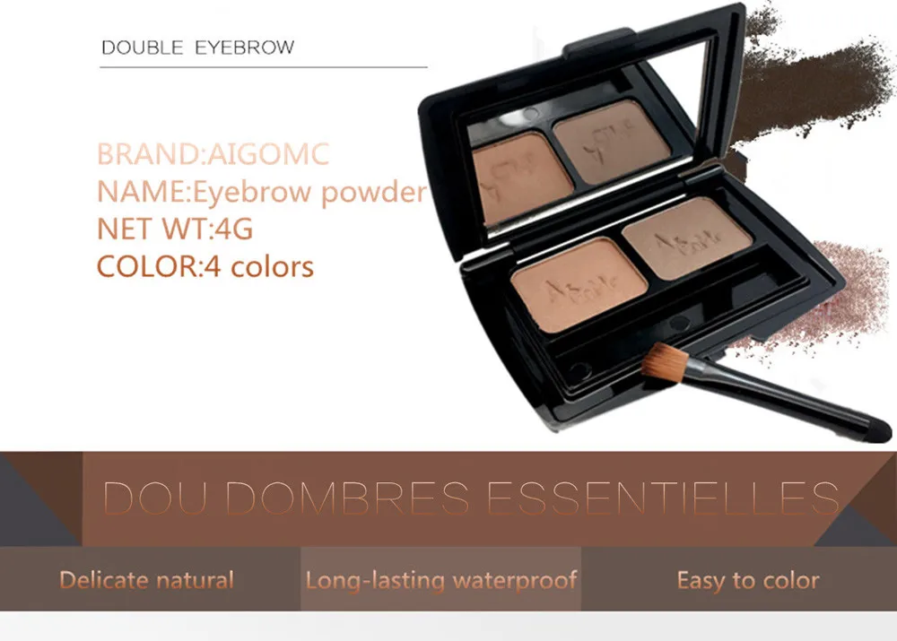 2 цвета бровей порошок Набор Косметики Косметический набор затенения с щеткой