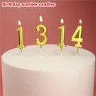 0 1 2 3 4 5 6 7 8 9 Свеча с золотыми цифрами креативная многоцветная Бездымная свеча с цифрами на день рождения в ПВХ упаковке