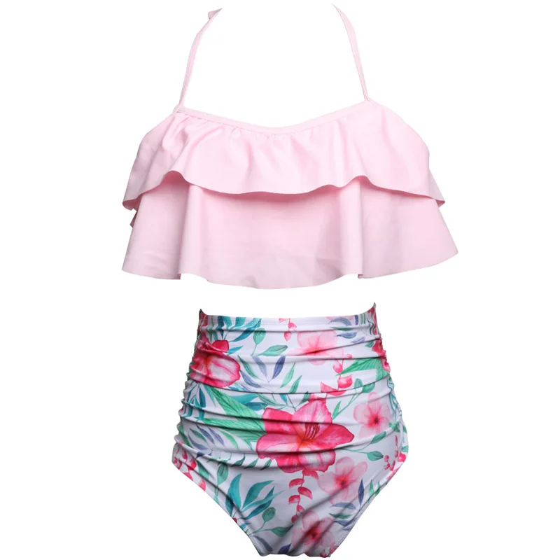

2021 Ladies Sexy Printed Bikini High Waist Ruffled Bikini Set Ladies Flower Two-piece Swimwear Ladies Beachwear Ladies Swimwear