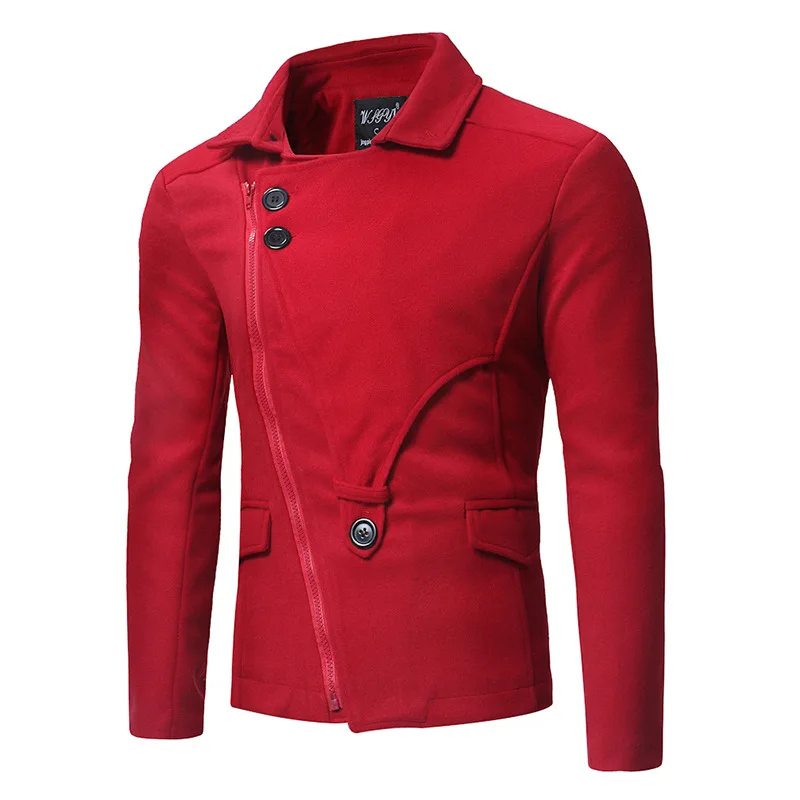 Осенняя и зимняя новая мужская шерстяная куртка модная диагональная ветровка на