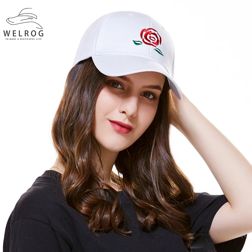 Бейсболки WELROG с цветочной вышивкой однотонные кепки красной розой Утконос шапки