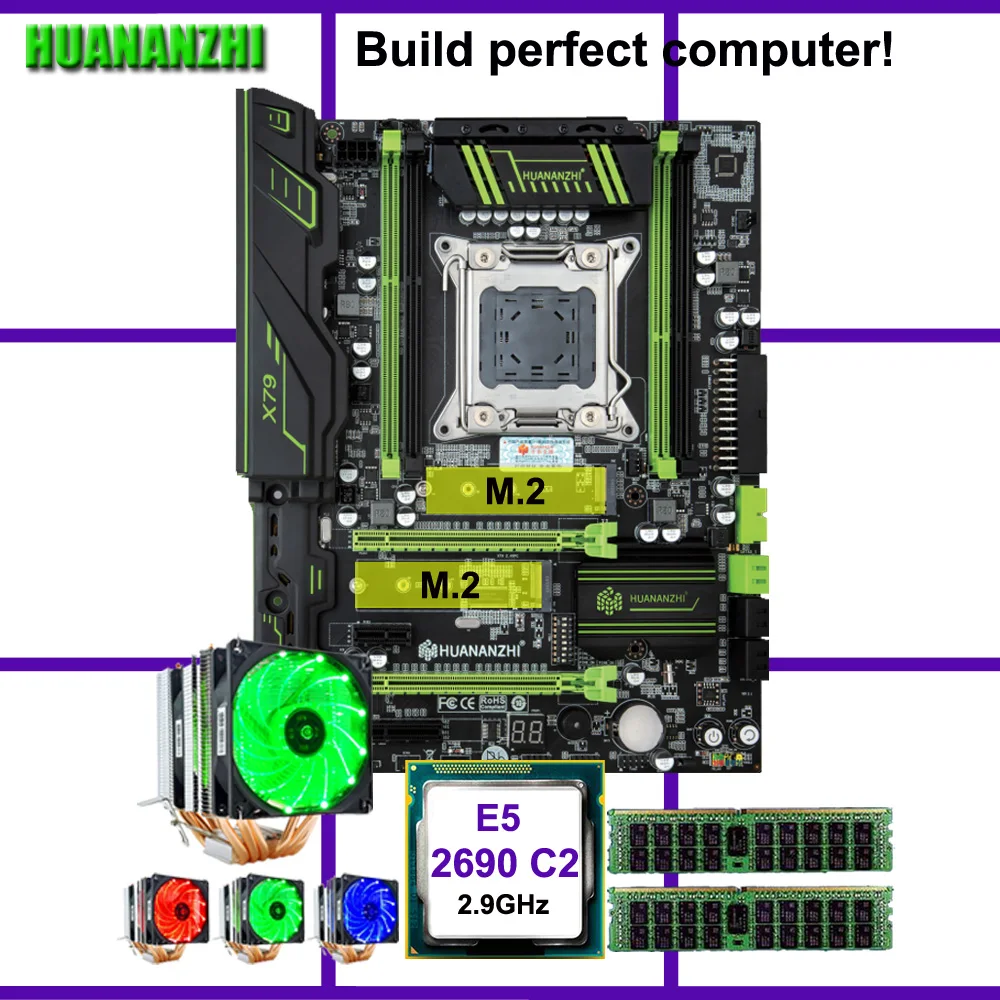 Игровая супер материнская плата HUANANZHI X79 двойной M.2 SSD слот ЦП Xeon E5 2690 2 9 ГГц 6 трубок