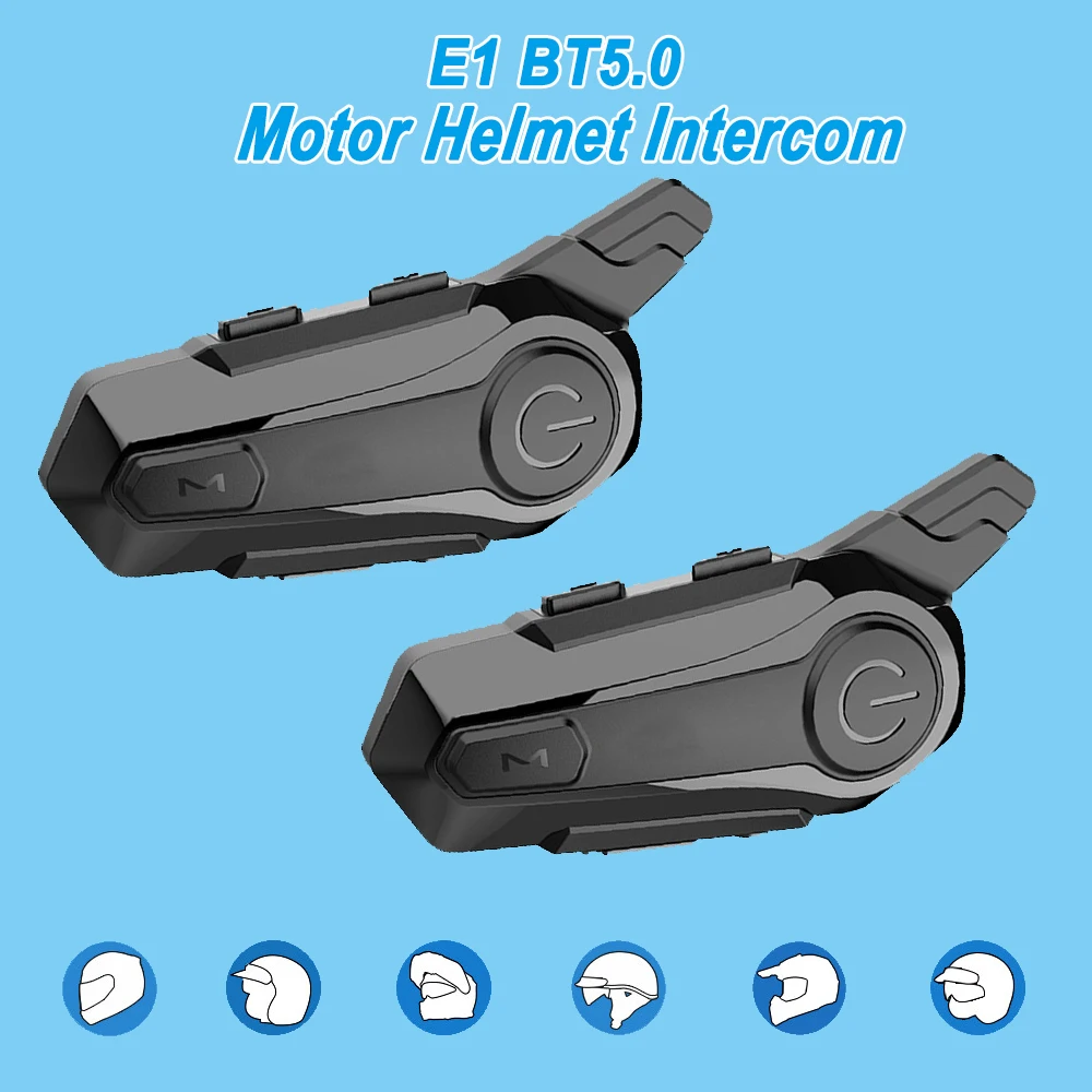 

2sets/1set Motor Helmet Intercom BT V5.0 Motorcycle Wireless Headset Interphone Speaker Handsfree Bluetooth walkie helmet talkie