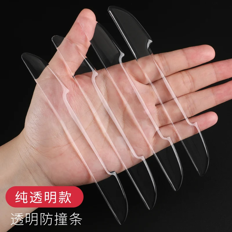 

4PCS Automobile Door Modified Anti-collision Strip Affixed With Transparent Carbon Fiber Scratch-proof Decorative Strip Car Door