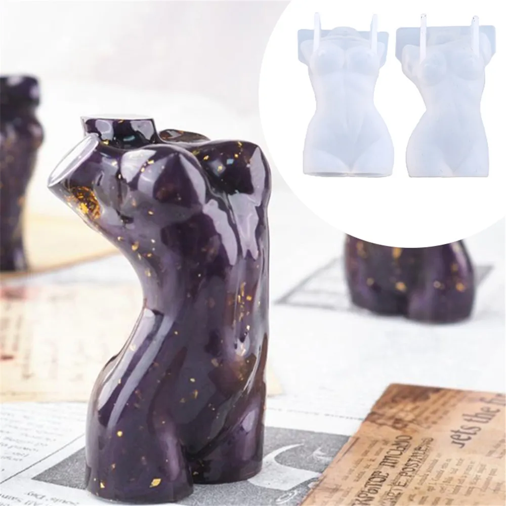 3D человеческого тела лампы в форме свечи прессформы с украшением виде кристаллов