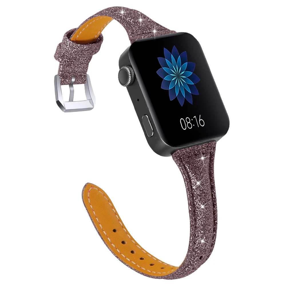 

18mm Bling Leather Strap for Xiaomi Smart Watch Band New Arrival Bracelet for Mi Watchband Glitter Wrist Belt Band Material Type