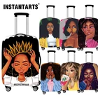 Багажный Защитный чехол INSTANTARTS для девочек-афро, пылезащитные мешки, дорожные аксессуары для чемодана 18-32 дюйма, бирка для чемодана