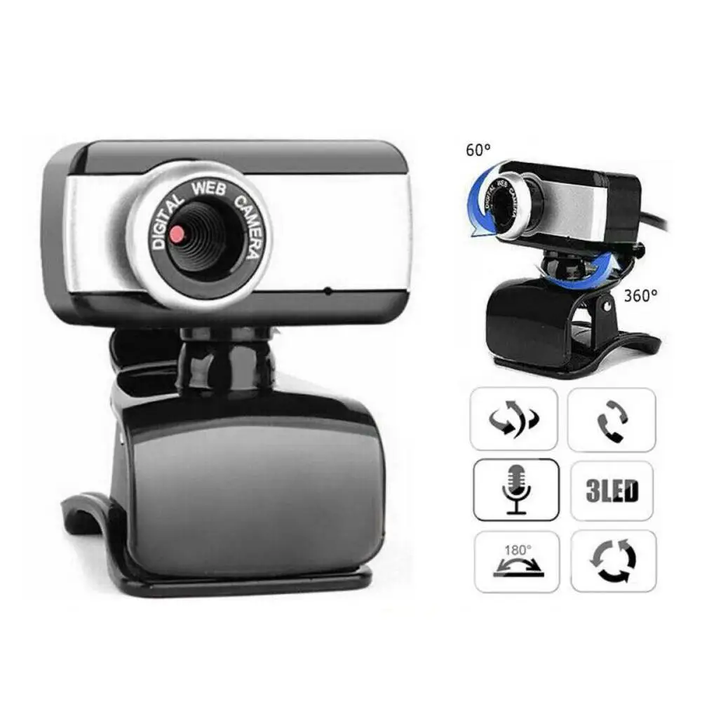 

USB 2.0 640x480 Video Record Webcam Web Camera with Mic for Desktop Computer PC