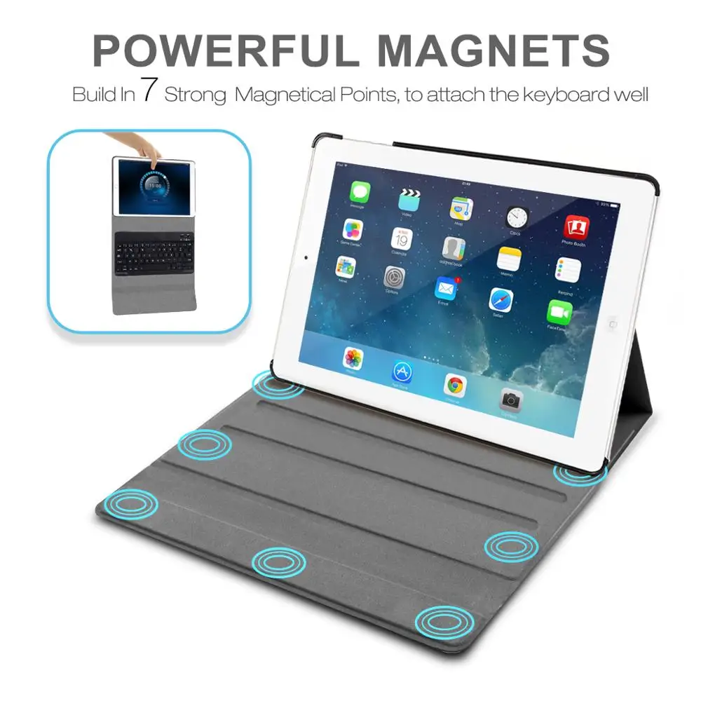 Для iPad 2/3/4 9,7 Клавиатура Чехол Smart Стенд Крышка магнитно-Съемный Беспроводной Bluetooth клавиатура в DE/FR/ES/IT Язык