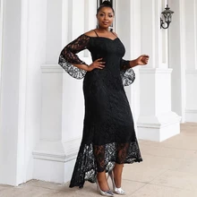 Robe de soirée asymétrique noire en dentelle, tenue de soirée élégante, longueur cheville, Illusion, épaules dénudées, application, 2022  (2)