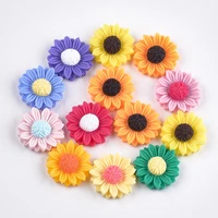 200pcs 24mm sunflower resin cabochons flat back embellishments for diy crafts cameo charms jewelry making accessories supplies