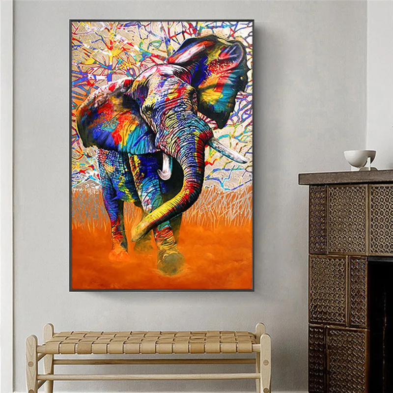 

Graffiti Color Elephant Canvas Paintings Posters and Prints Wall Art Elephant Pictures Cuadros for Living Room Home Decor
