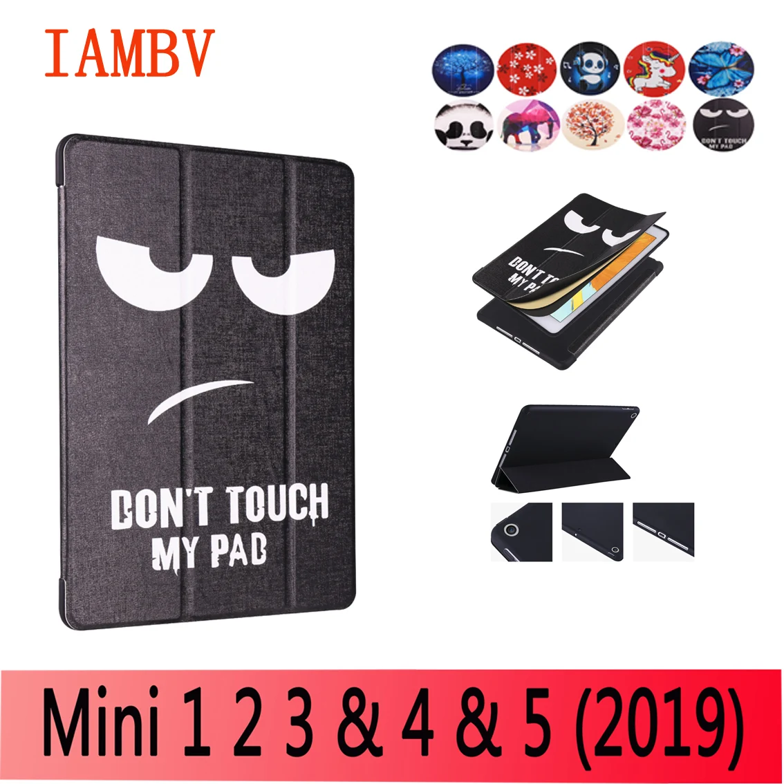 Чехол для iPad Mini1 Mini2 Mini3 Умный Магнитный чехол сна с цветным рисунком мягкий