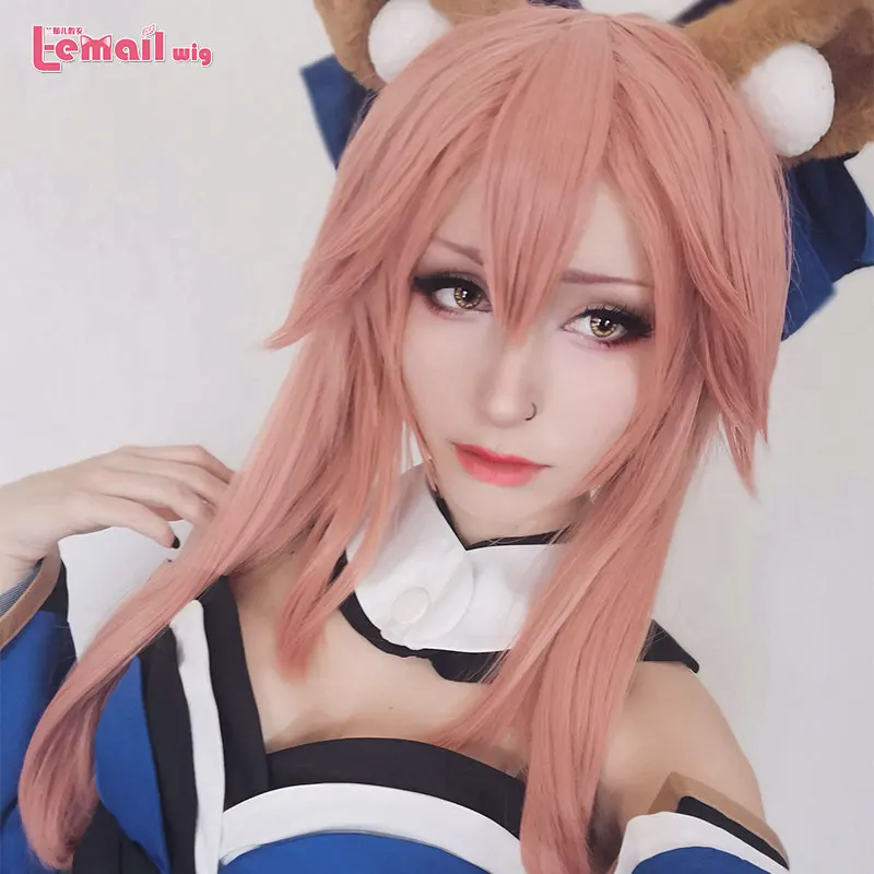 L-email парик игра Fate Grand Order Tamamo no Mae Косплей парики FGO Косплей Длинные розовые хвосты парик термостойкие синтетические волосы