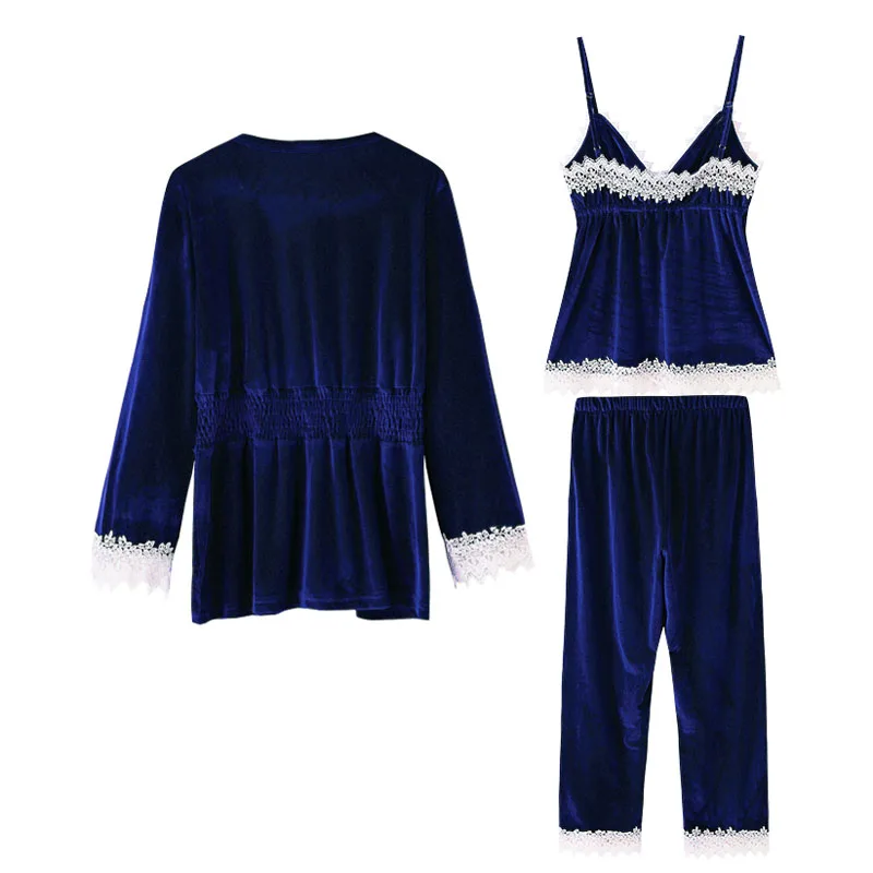 Fiklyc Нижнее белье женские зимние Бархатные Комплект из трех предметов; купальный халат+ Топы+ штаны, пижамные комплекты Женская сексуальная одежда для сна, пижамный комплект для детей, Лидер продаж