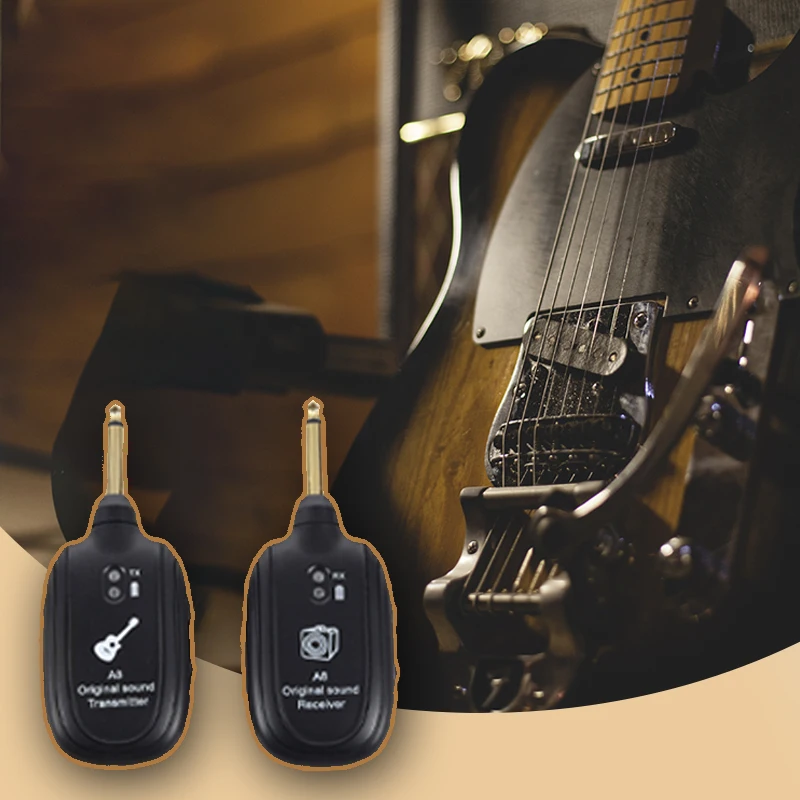 

2pcs Guitar Wireless System Transmitter Receiver Wireless Guitar Transmitter Built-In Rechargeable Battery