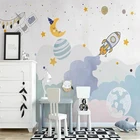 Настенная 3D Роспись на заказ, настенные Мультяшные обои с рисунком космического звездного неба, планеты для детской комнаты, спальни, домашний декор, бумажная Фреска