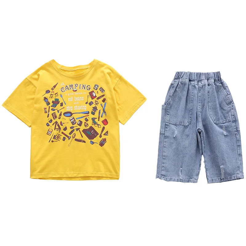 Летняя детская одежда для мальчиков 2020 костюм из 2 предметов с короткими рукавами