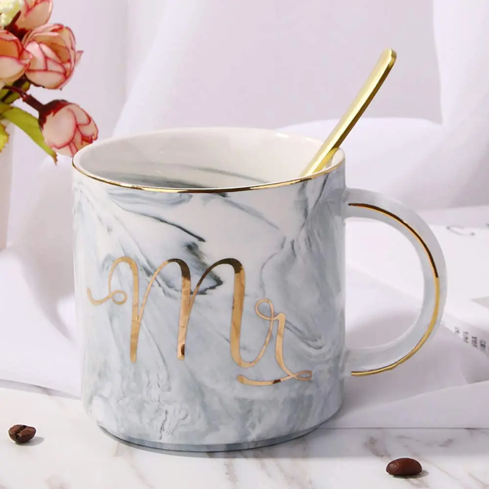 Набор кружек YCOO Mr and Mrs уникальные кружки для влюбленных мраморные керамические