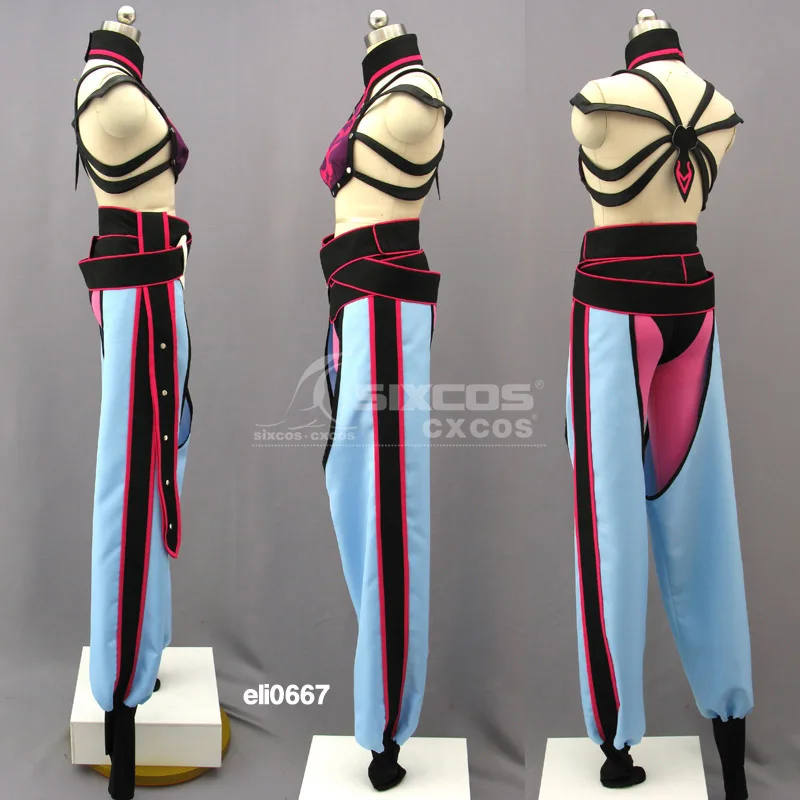 bule pant version Игра уличный Боец Джури Хан Косплей Костюм модная боевая униформа костюм Хэллоуин/вечерние ролевые игры одежда на заказ-сделать любой размер - Цвет: bule pant version