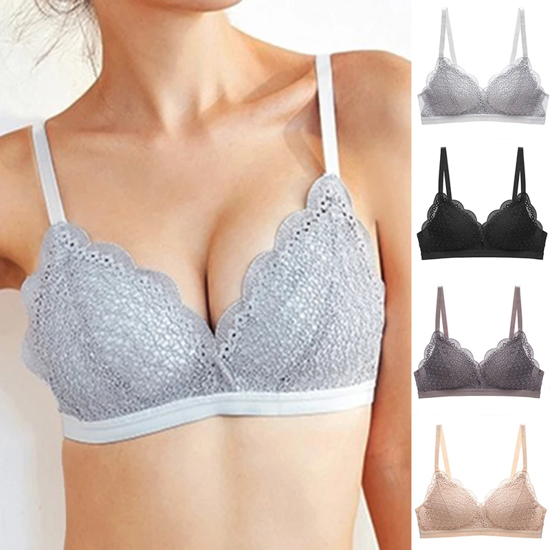LOOZYKIT Solid Lace Openwork Cup Bra without Steel Ring Double-Breasted Underwear Lingerie Bralette Women Sexy Wirless Bras | Спорт и