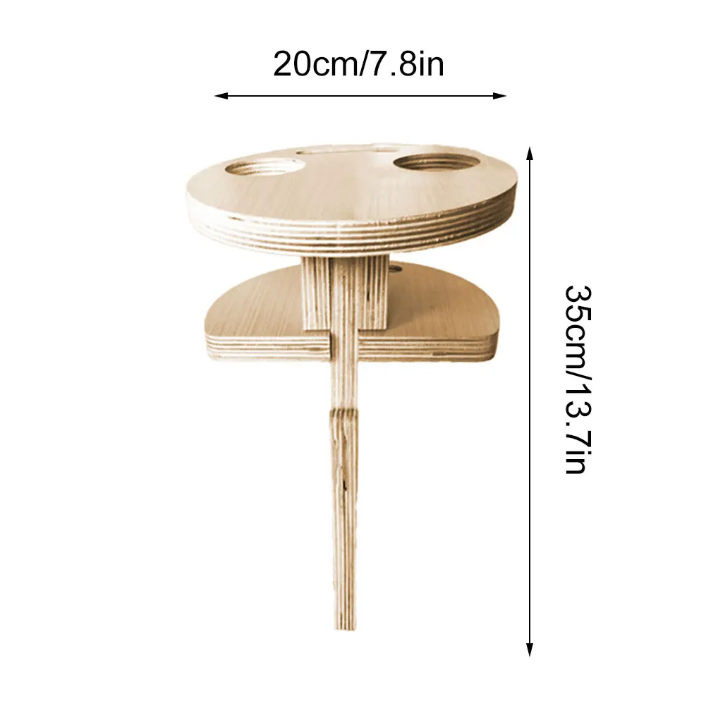

Garden Outdoor Wine Table with Foldable Round Desktop Mini Wooden Picnic Table Easy To Carry Wine Rack Dropshipping 2 Layers