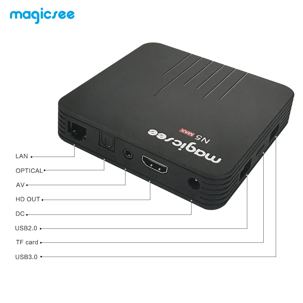 Magicsee N5MAX 4K медиаплеер Android 9 0 1080P Smart tv Box Amlogic S905X3 четырехъядерный телеприставка