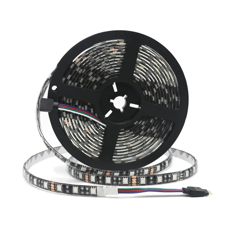 DC12V 24V Светодиодные ленты RGB SMD5050 Водонепроницаемый 5M Гибкая черный/белый цвет ПХБ